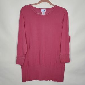 BFA Classics Pink Cotton Blend Sweater Size 2X Ribbed Trim Soft Pullover Knit